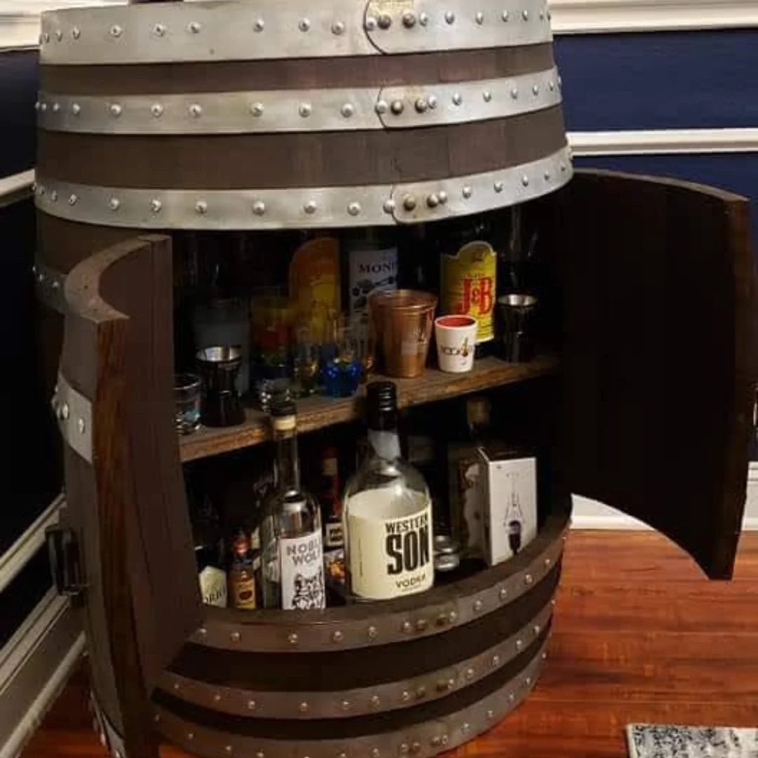 Whiskey / Wine Barrel Double Door Cabinet