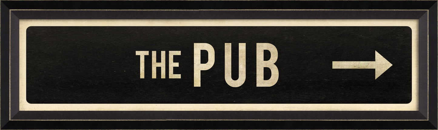 THE PUB With Right Arrow Sign