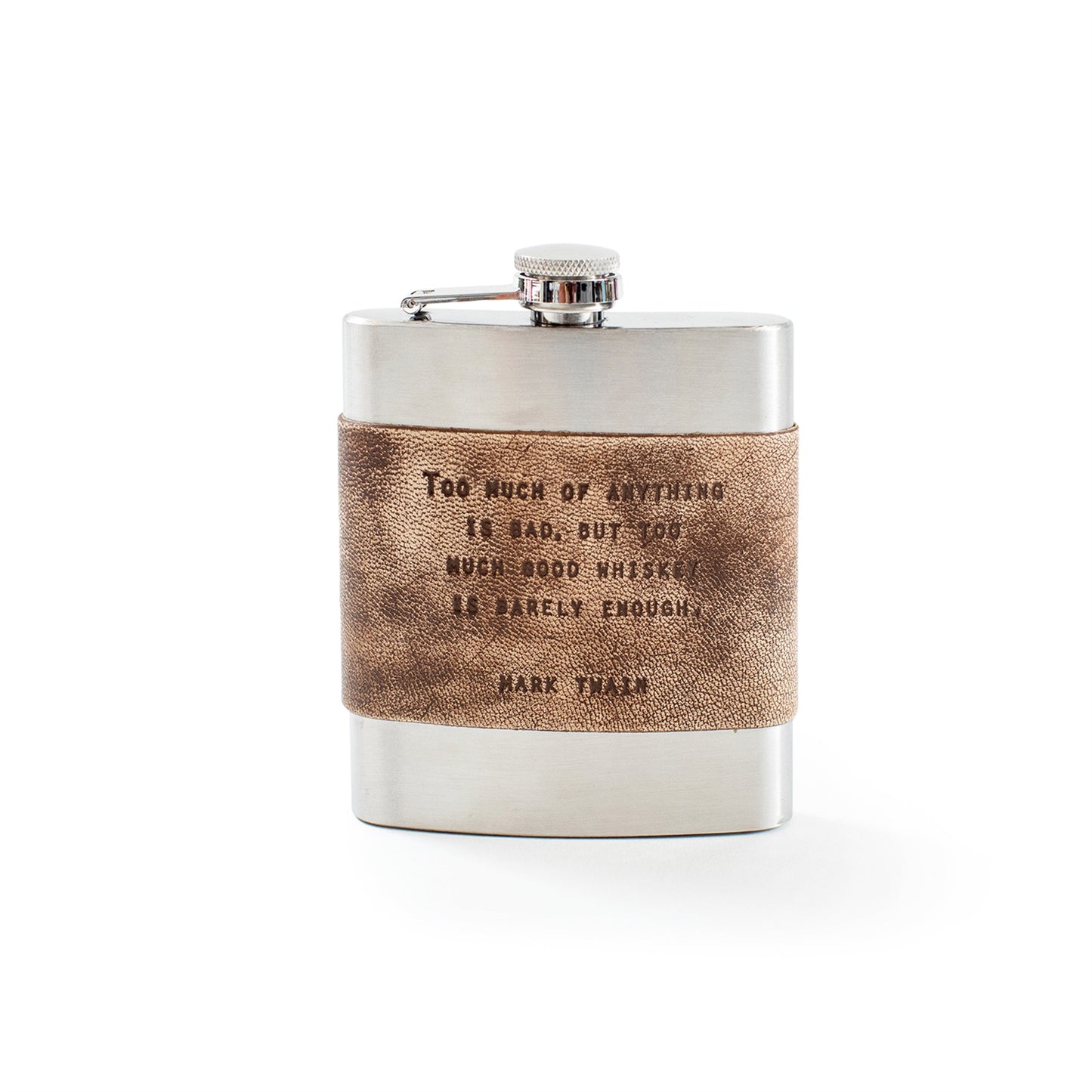 Brown Leather Quote Flasks