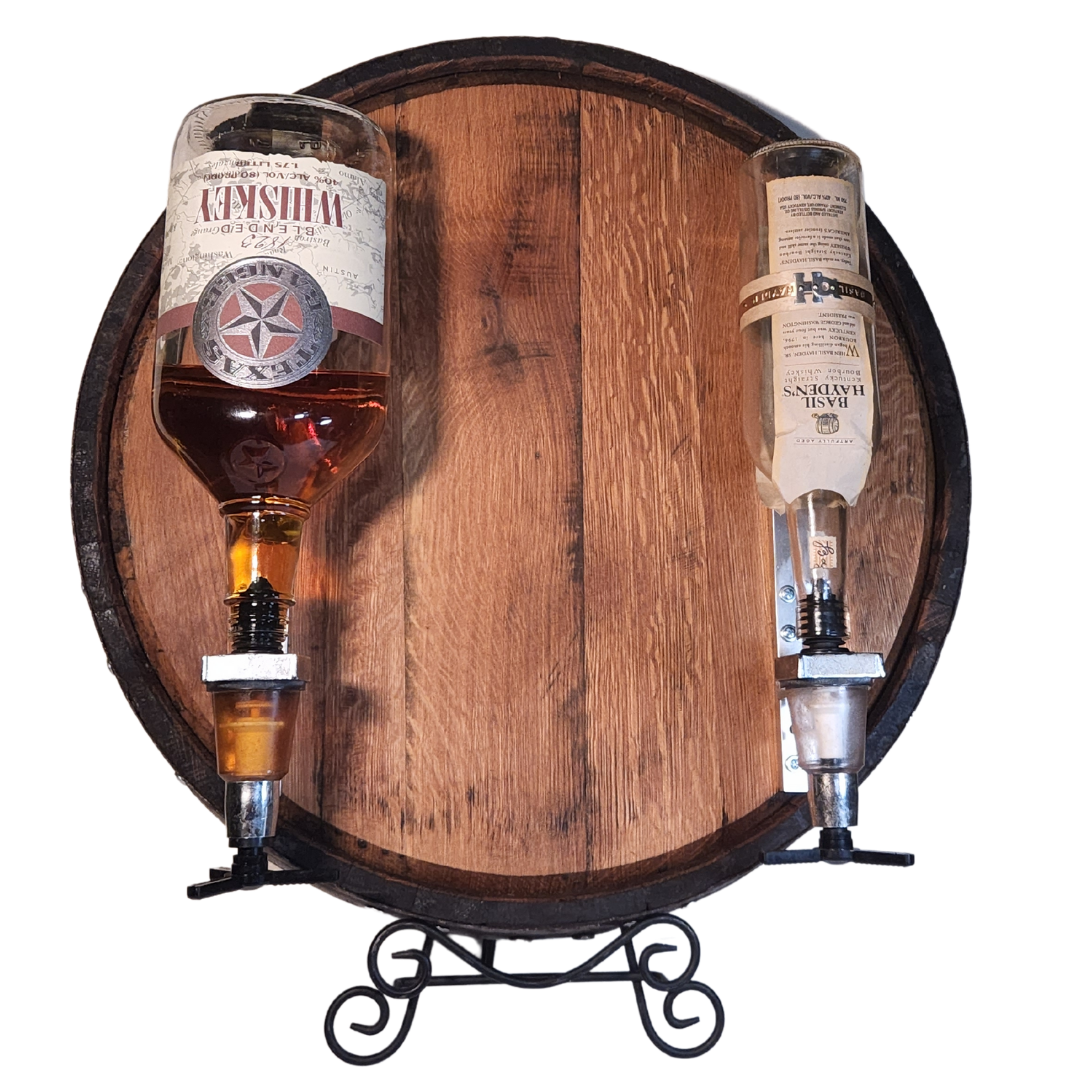 Single Pour-Double Liquor Dispenser Bourbon Barrel Head