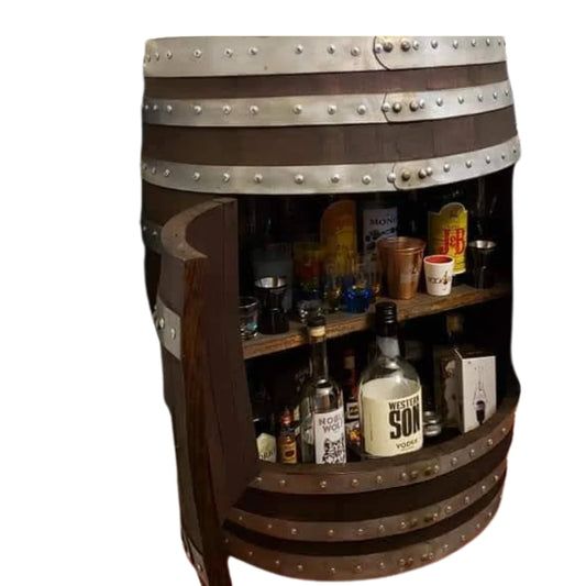 Whiskey / Wine Barrel Double Door Cabinet