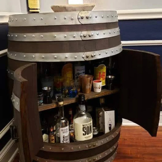 Whiskey / Wine Barrel Double Door Cabinet