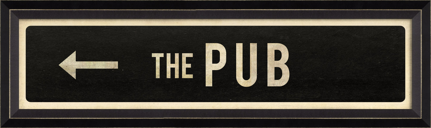 THE PUB With Left Arrow Sign