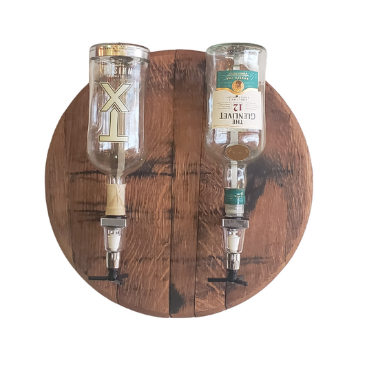 Round Pour-Double Liquor Dispenser Bourbon Barrel Head