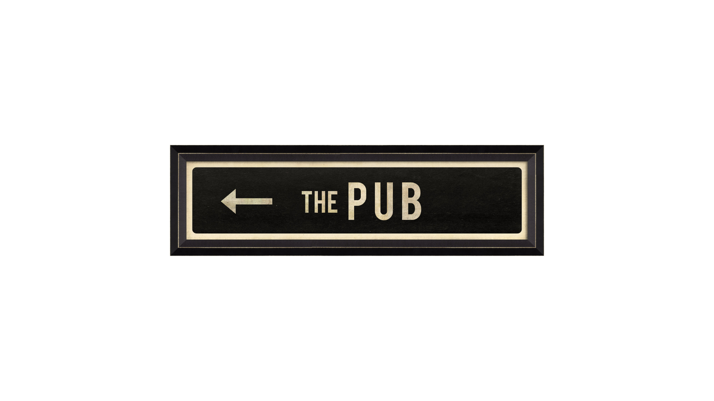 THE PUB With Left Arrow Sign