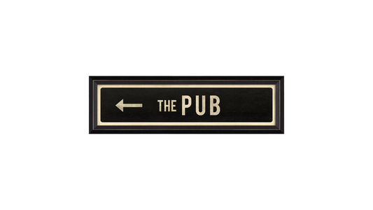 THE PUB With Left Arrow Sign